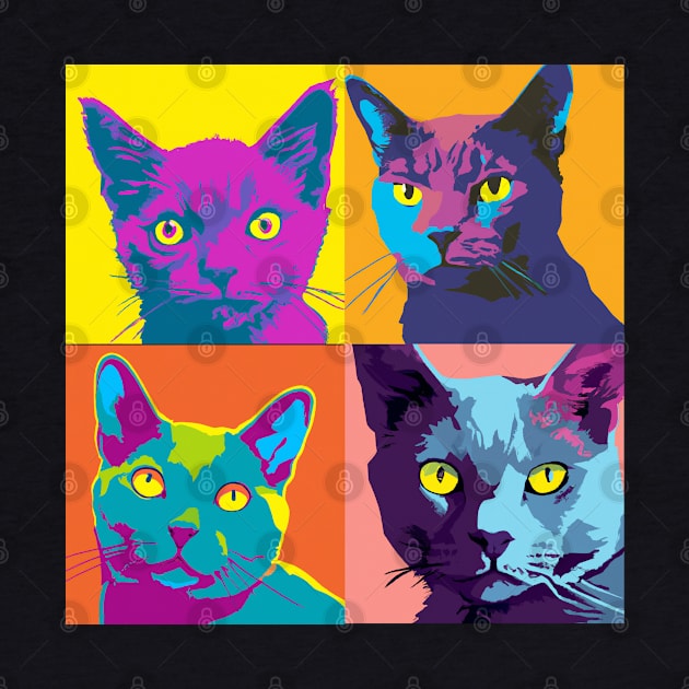 Korat Cat Pop Art - Cat Lover Gift by PawPopArt